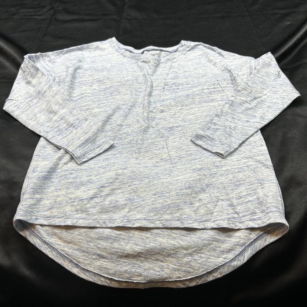 Old Navy GIRLS Blue & White Long Sleeve Shirt High-Low Hem Size S / 6-7Y